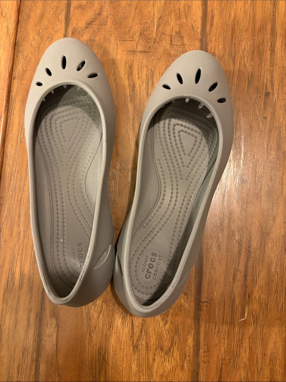 CROCS Women's Light Gray Slip-On Ballet Flats